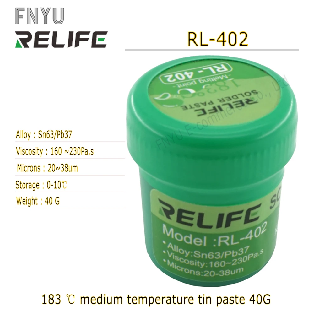 RELIFE RL-400 RL-401 RL-402 عدم نظيفة لحام لصق Sn63/Pb67 183 °C اللحيم لصق ل فون الهاتف بغا Reballing لحام