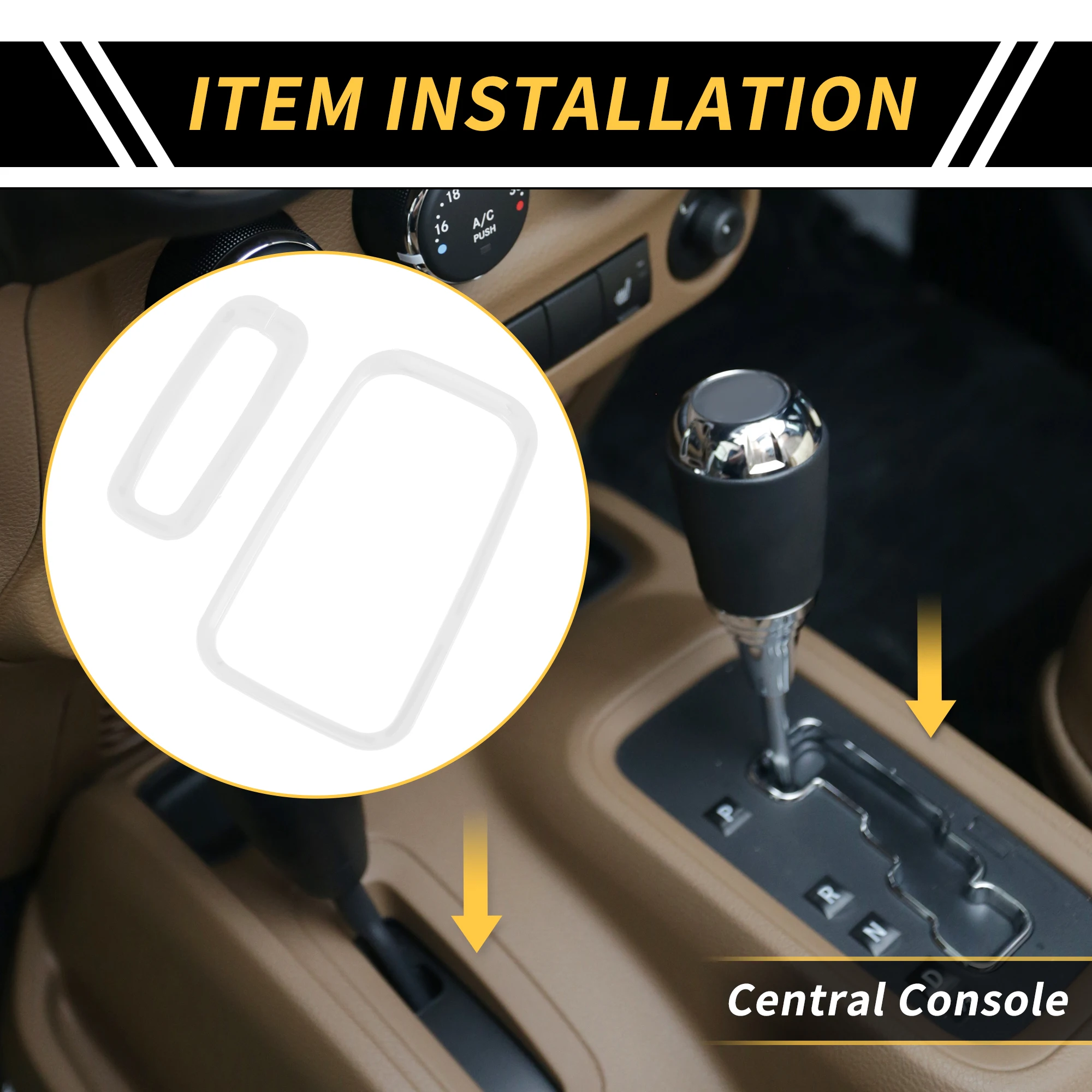 

UXCELL Center Console Gear Shift Ring Panel Cover Trim for Jeep Wrangler JK JKU White