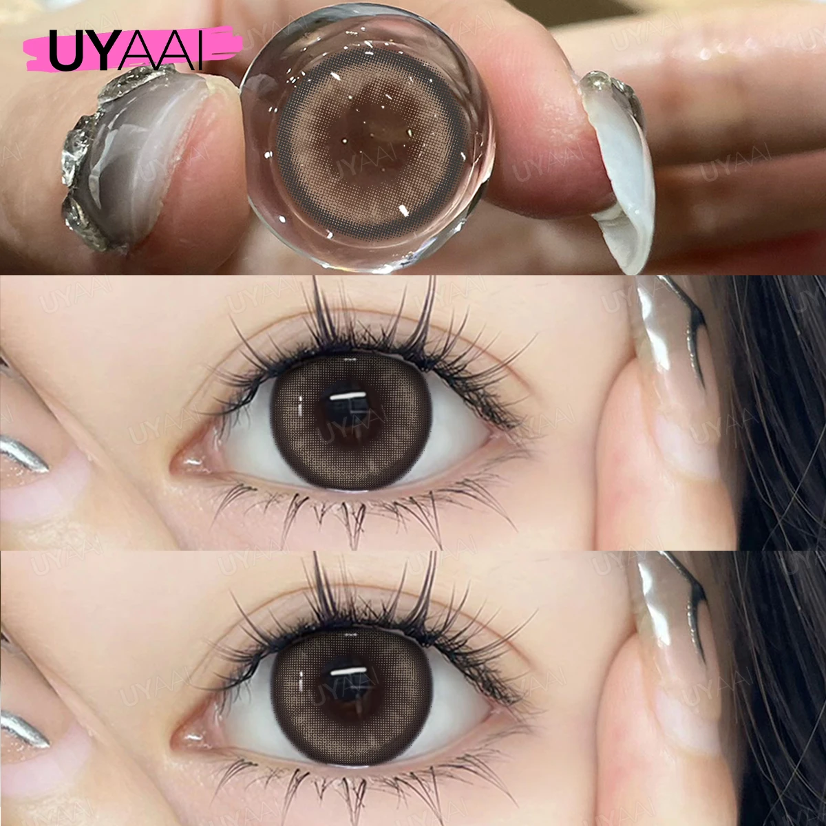 UYAAI 15MM Pupillenvergrößernde Farbige Schwarze Kontaktlinsen für Braune Augen Schneller Versand Hochwertige Natürlich Aussehende Linsen – Detail 16