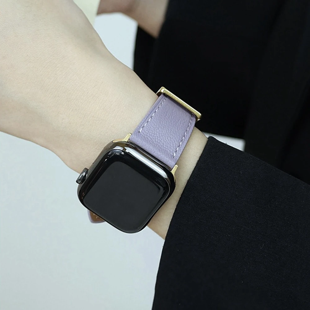 Ремешок кожаный для Apple Watch Band, модный спортивный браслет для IWatch 38 мм 40 мм 41 мм 42 мм 44 мм 45 мм 49 мм