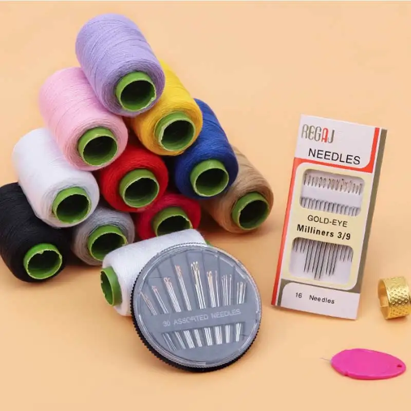 Home Sewing Thread Kit - DIY Hand Stitching Thread Set for Clothing Repair, Includes Black, White, and Colorful Sewing Thread