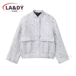 2024 Spring Autumn Women Fashion Loose Stand Collar Jacket Coat Female Casual Versatile Long Sleeve Pockets Outerwear Tops