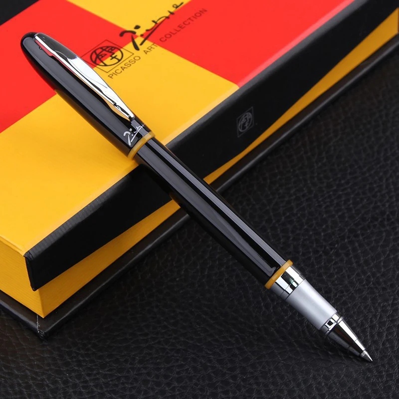 

Picasso 907 Elegant Montmartre Pimio Metal Roller Ball Pen W/Yellow Ring & Black W/Original Box Fine Nib Writing Supplies PR002