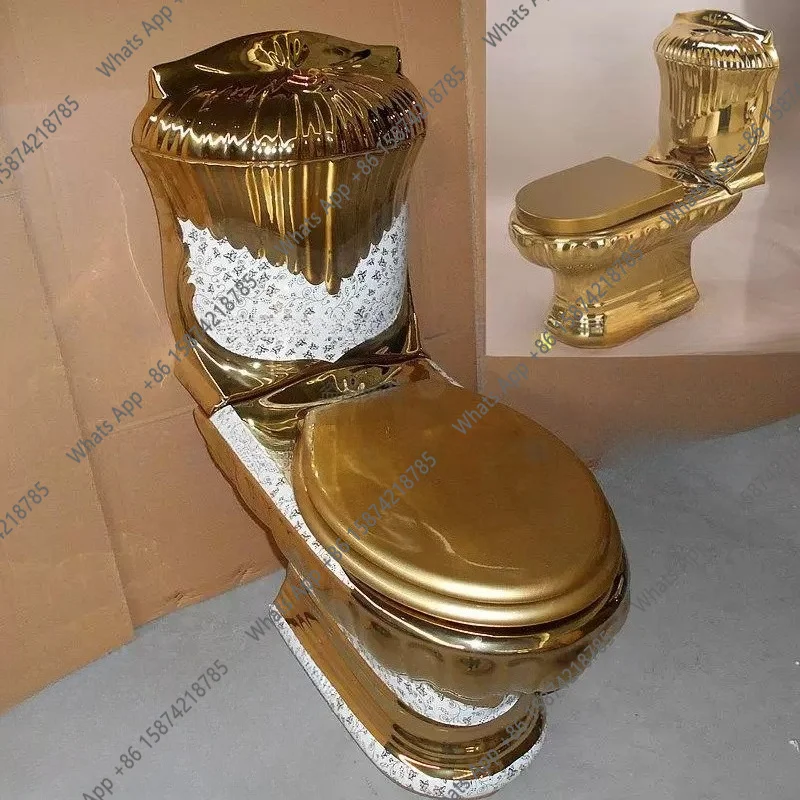 Colorful flower toilet European style toilet local tyrant gold toilet colored gold genuine product Bathroom Furniture