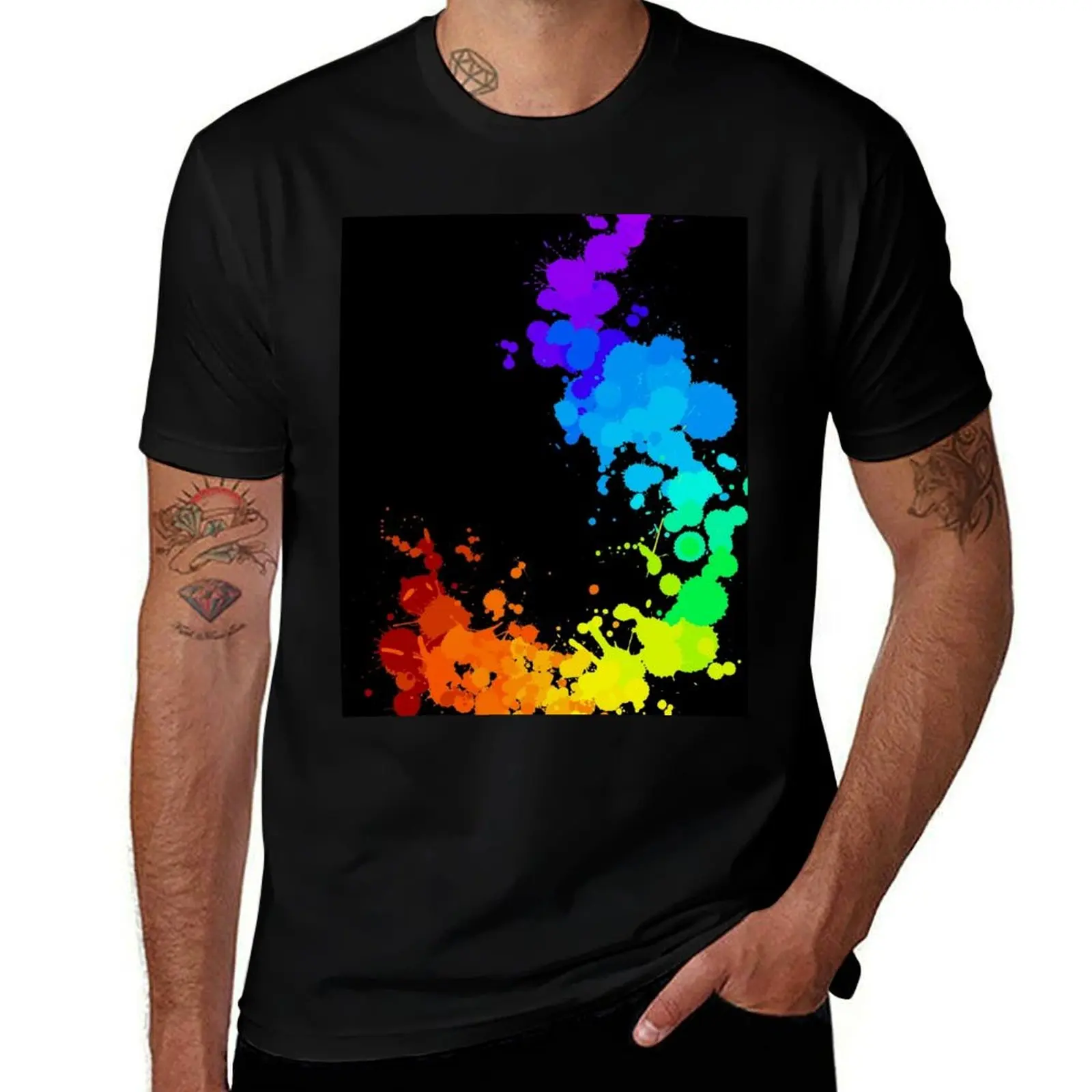 

Rainbow Splatter T-Shirt cotton tshirt 100% cotton t shirt man