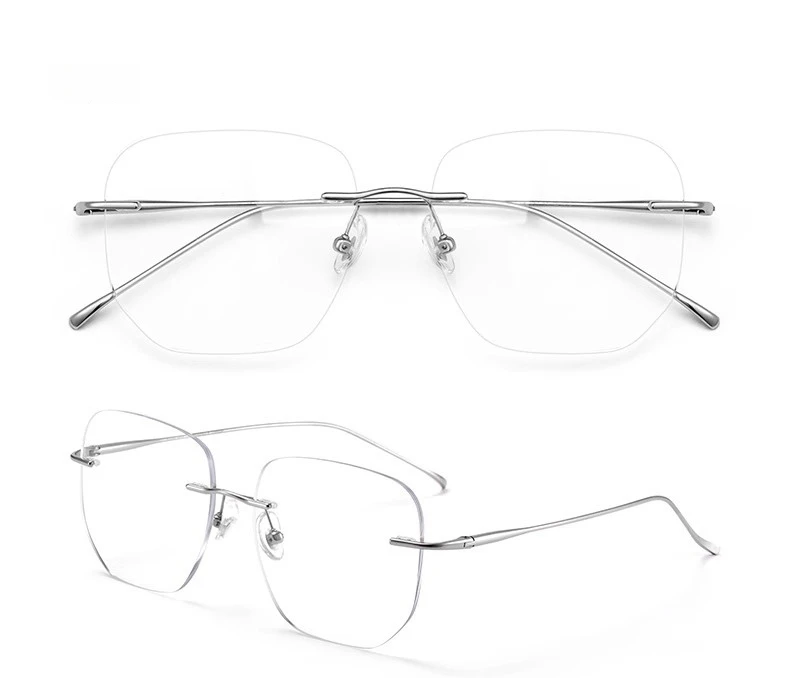 YIMARUILI Mode Temperament Reinem Titan Randlose Brille Frauen Retro Trend Optische Brillen Rahmen Männer 8925-F – Detail 10