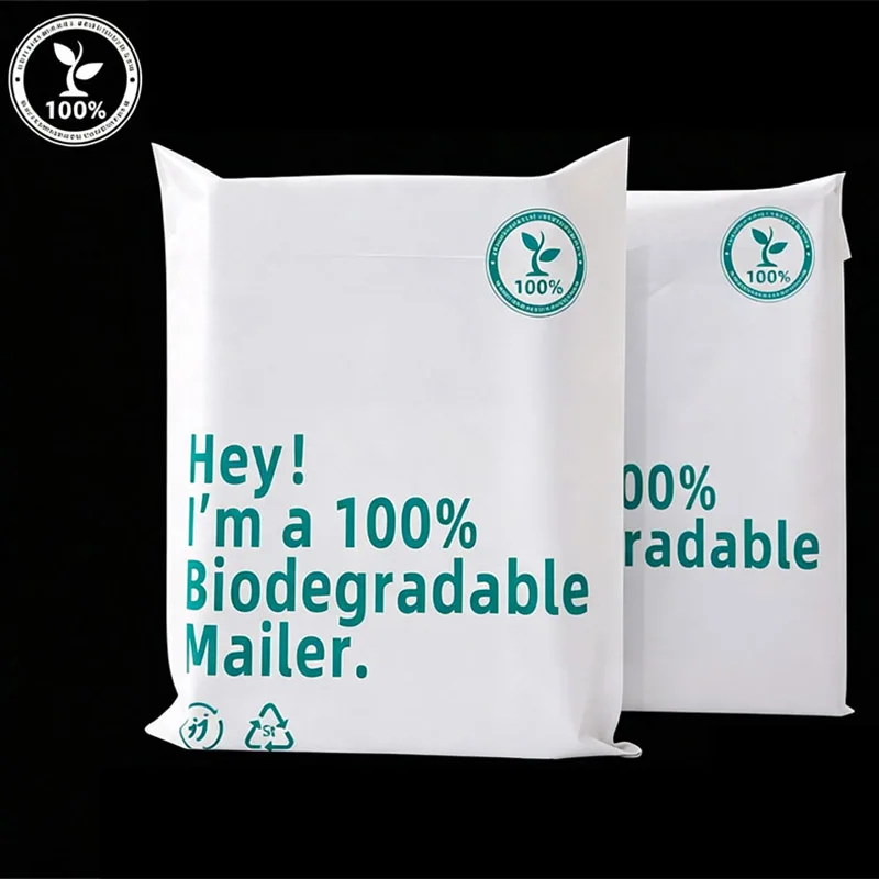 100Pcs PLA+PBAT Poly Adhesive Express Bags Biodegradable Bags Eco-friendly Mailer Packet Clothing  Gift Packaging Delivery Pouch