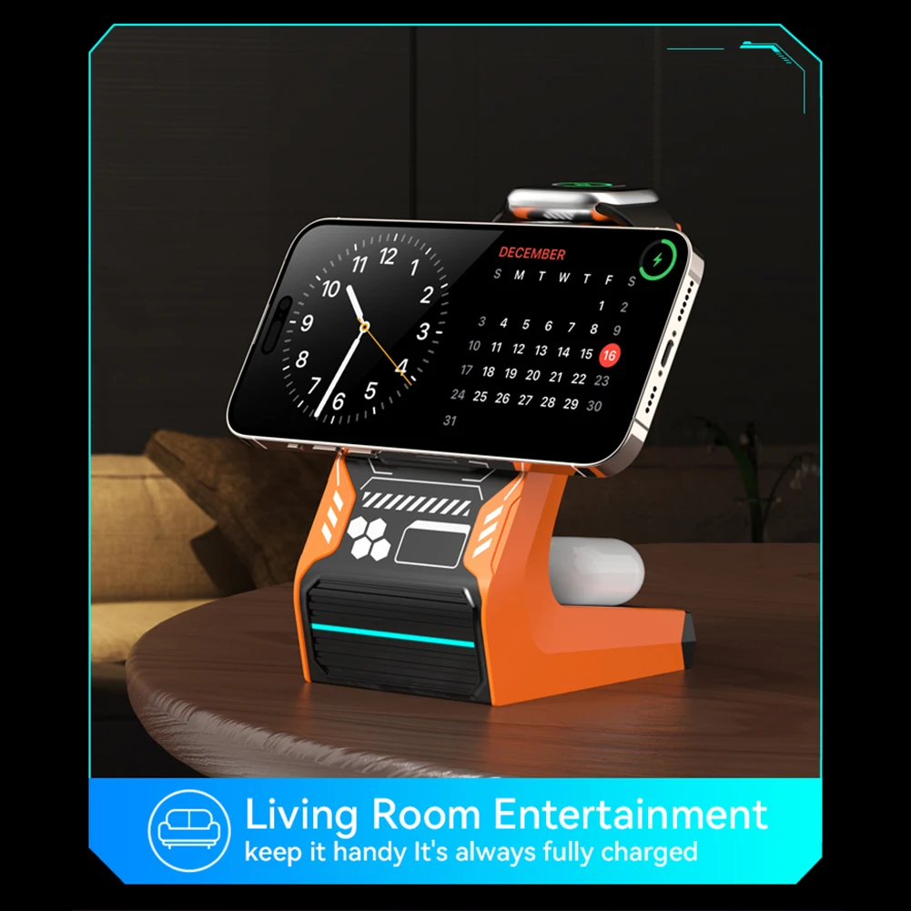 Personalized Mech Style Magnetic Wireless Charger Non-Slip Quick Phones Charger For Home/Office