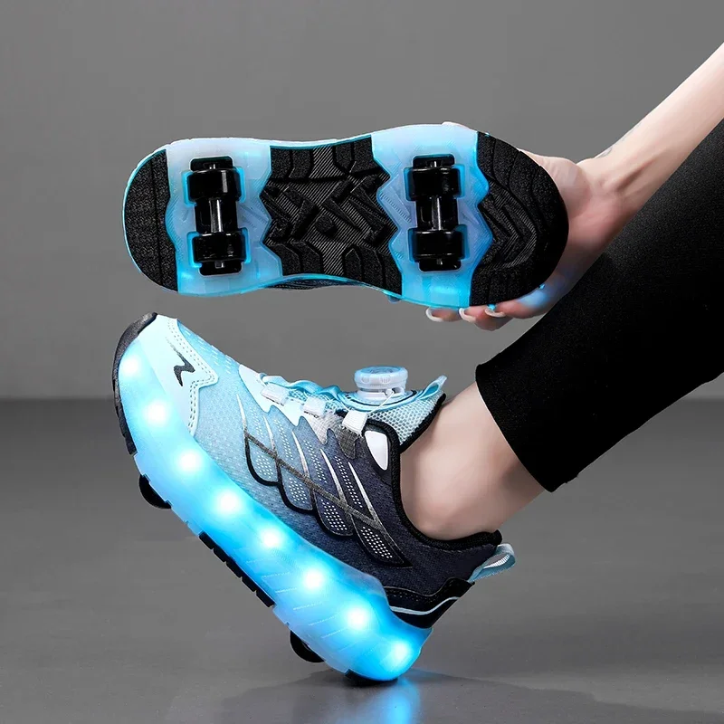 Patins à roulettes pour enfants et adolescents – Édition améliorée à la mode avec une stabilité améliorée – Chaussure de sport détachable à double usage
