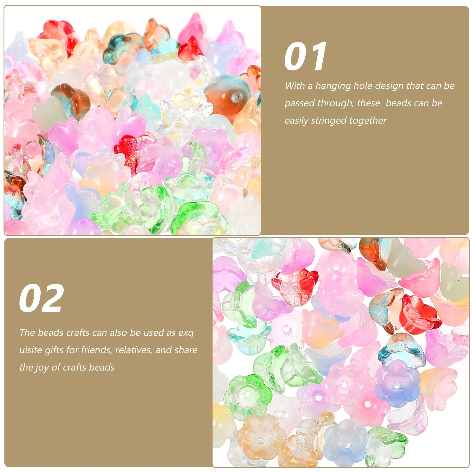 

100Pcs Lily of The Valley Hanging Flower Beads DIY Jewelry Making Charms Floral Glass Pendants for Necklace Bracelet