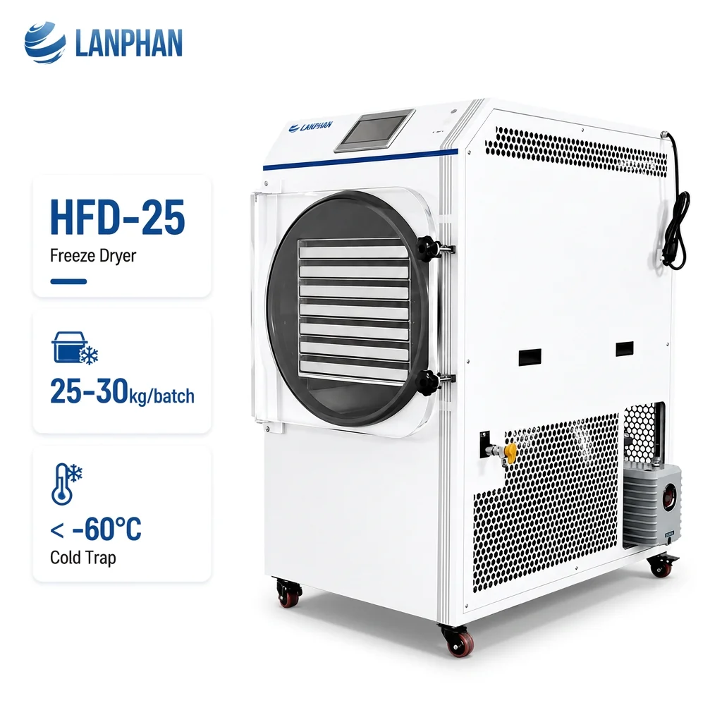 30KG/Batch Commercial Freeze Dryer 2.5㎡ 7 Trays SUS304 Food Grade Lyophilizer for Fruit Vegetable