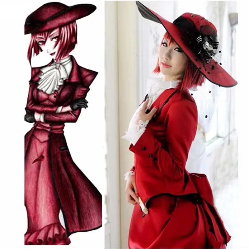 

Amorous Black Butler Madam Red Angelina Dalles Cosplay Costume Women's Dress Long Skirt Customize size for adults kids