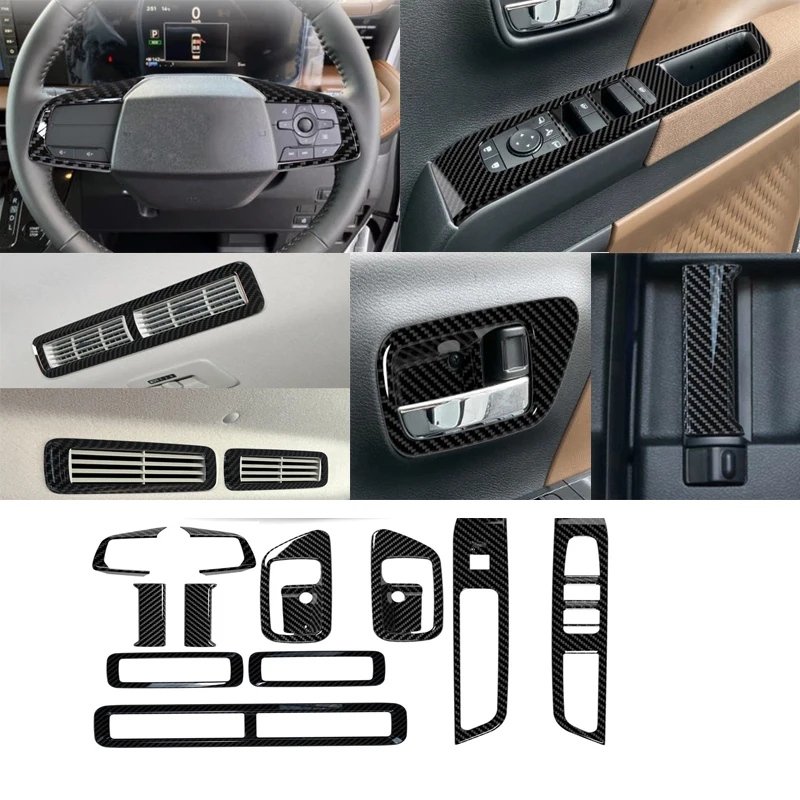 

For Mitsubishi Delica MINI 2025 2026 ABS Carbon Fiber Steering Wheel Button Cover Trim Window Switch Lift Button Decoration trim