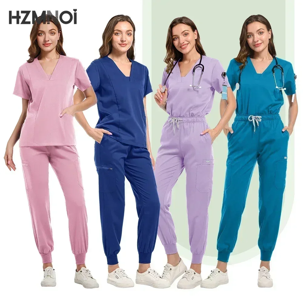 New Multicolour Pharmacy Beauty Spa Uniforms Nurse Scrubs Set Dentist Surgical Medical Uniforms Elestic Women Joggers Suit