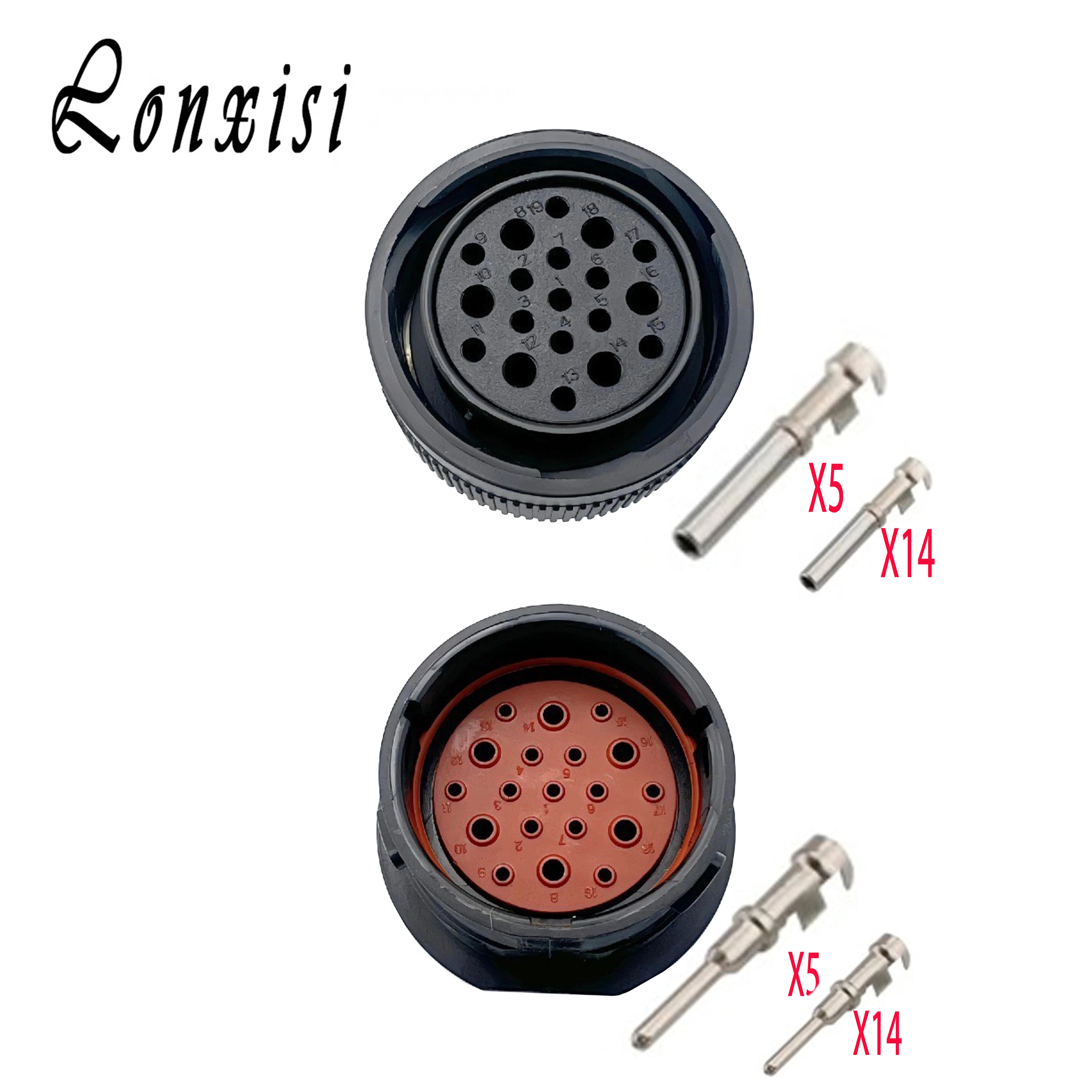 

1/5 Sets 19 Pin HDP24-24-19PE Original Authentic Deutsch Plug HDP Male Female Waterproof Connector HDP26-24-19SE