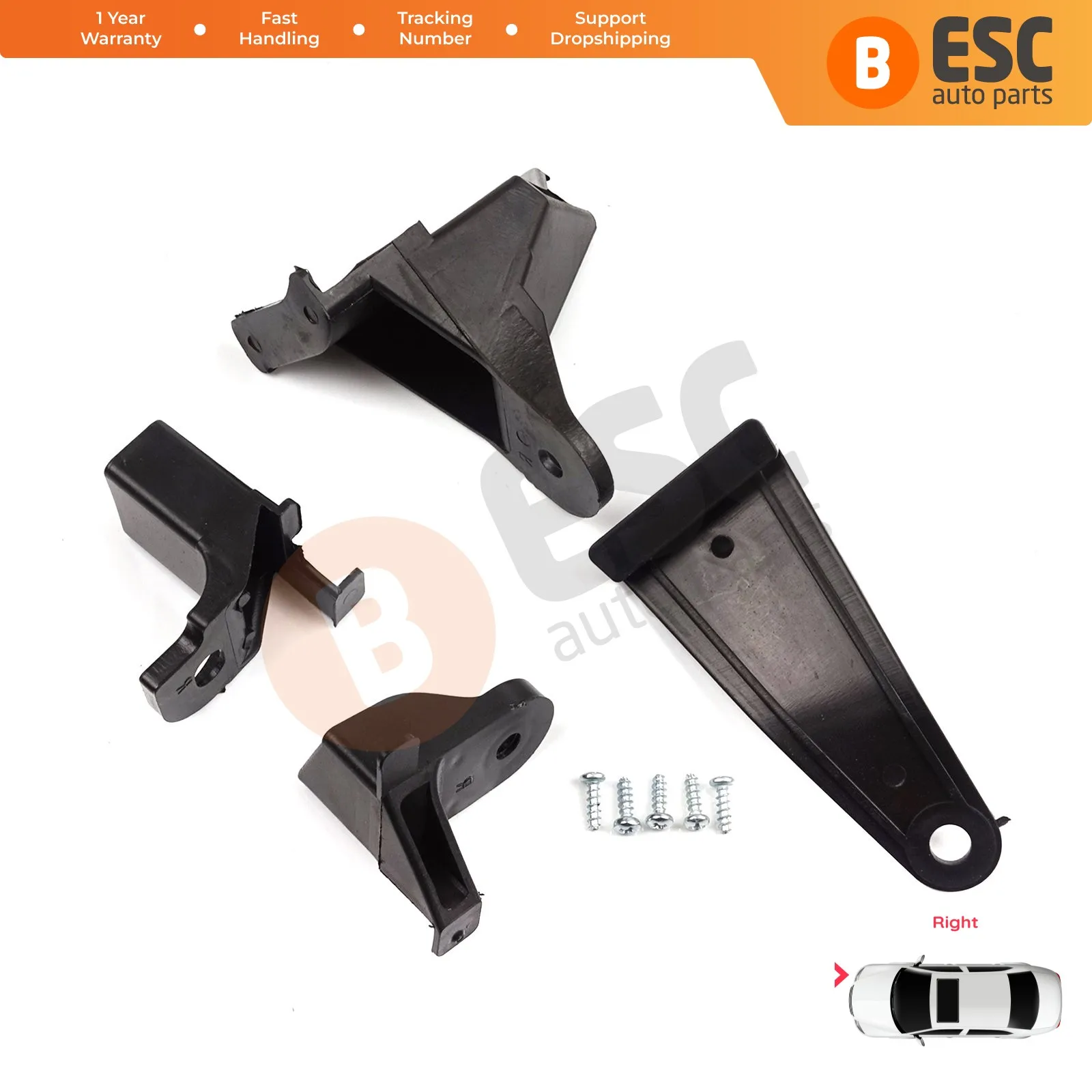 EHL523 Headlight Holder Mount Repair Bracket Tab Set Right Side for Renault Symbol MK3 2013-2017 Pre-Facelift 260106223R