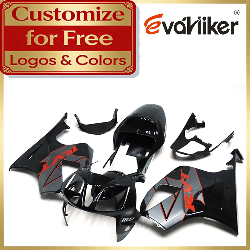 

Обтекатели для мотоцикла Honda RVT1000SP1 RC51 2000-2006 годов выпуска, серебристо-серые, черные, из ABS-пластика, комплект.