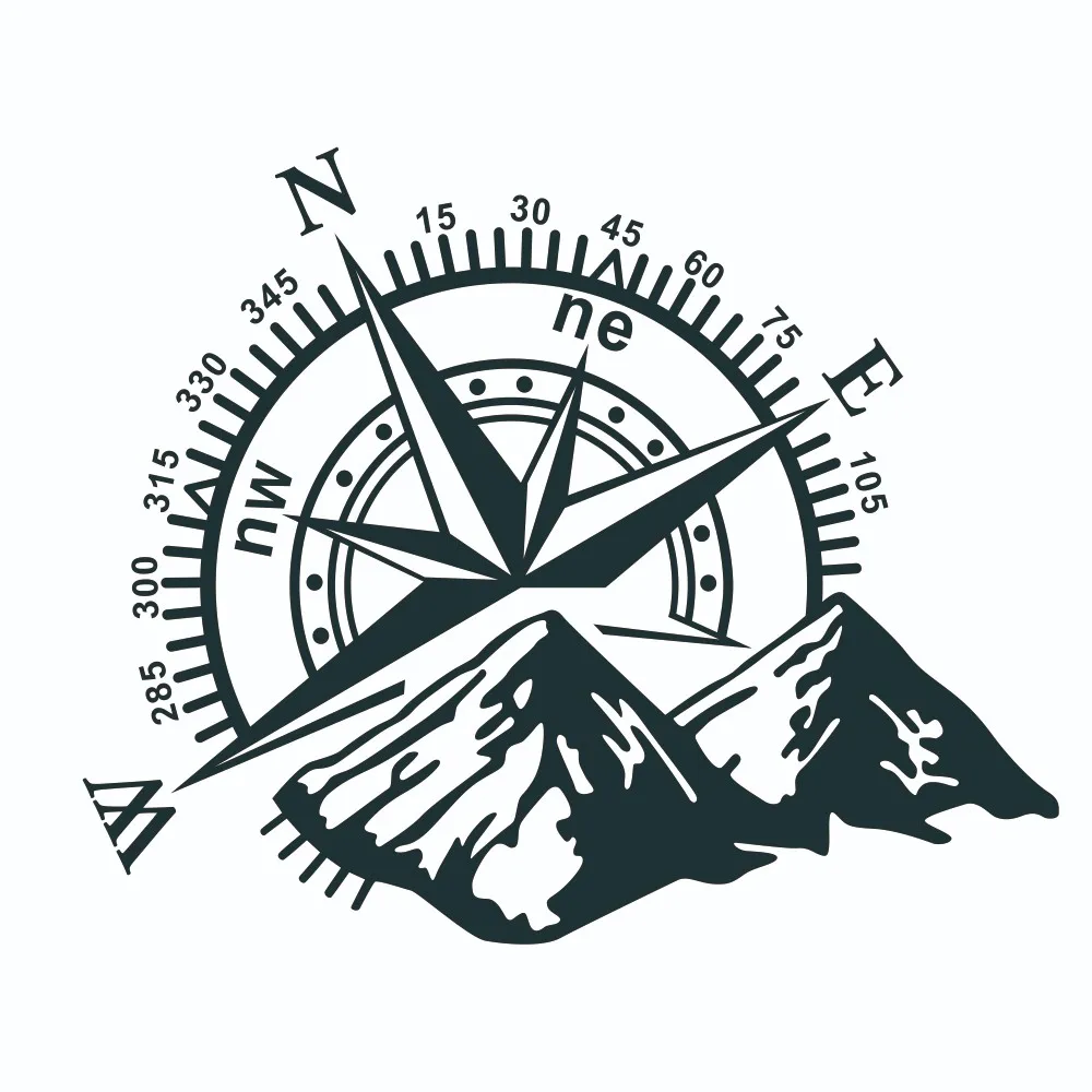 For Compass Navigation Pattern Decal 2 Pack for Car Body Windshield Bumper For Camper Van For Motorhome Truck and SUV