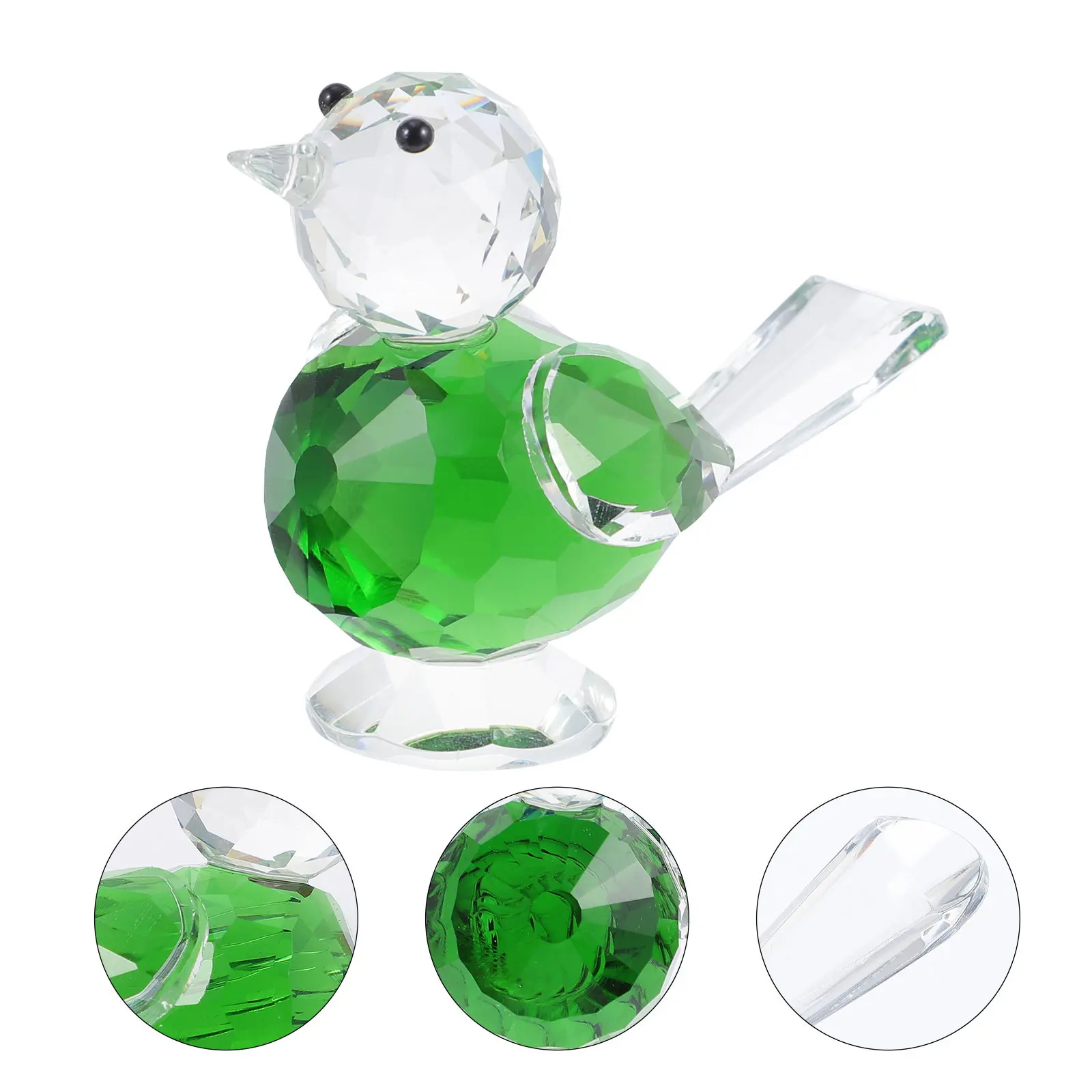 Delicate Handcrafted Glass Bird Sculpture Premium Crystal Ornament Desktop Decoration Living Room Bedroom Table Showcase Home