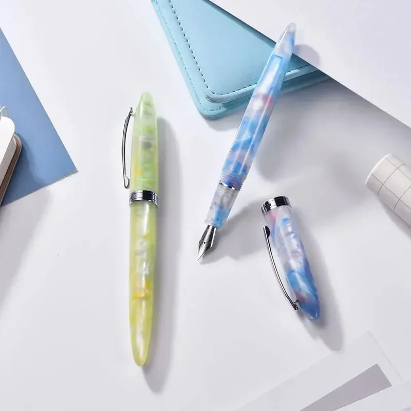 

New New Kaigelu 222 Celluloid Green Fountain Pen Beautiful Patterns Iridium EF/F/M Nib Pen Writing Office Business Ink Gift Pen