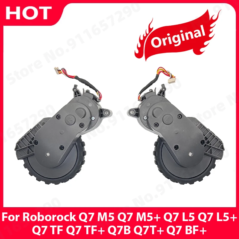 Left and Right Black Wheels for Roborock Q7 M5 Q7 M5+ Q7 L5 Q7 L5+ Q7 TF Q7 TF+ Q7B Q7T+ Q7 BF+ Vacuum Cleaner Replacement Wheel