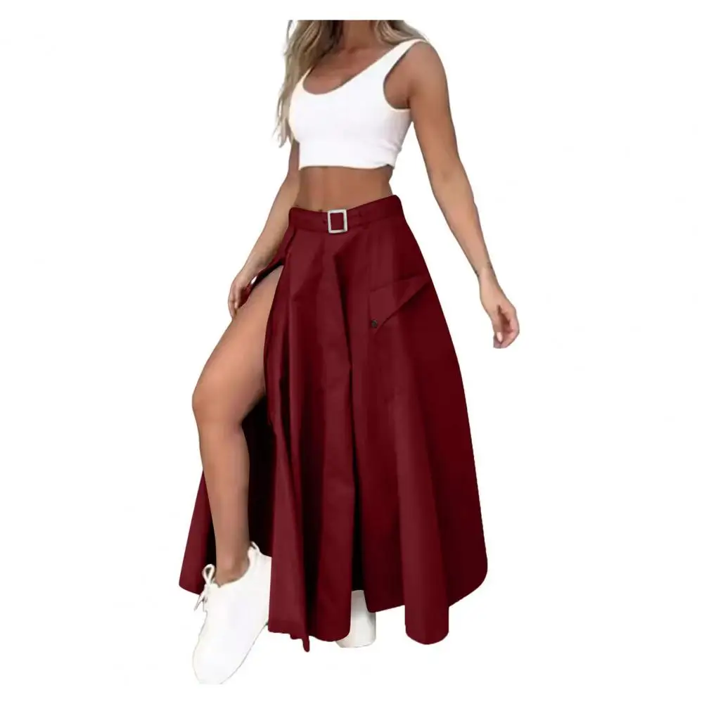 

Women Vest Skirt Set Women's Sleeveless Tank Top Maxi Skirt Set with Side Slit Pockets Casual Round Neck Vest High for Summer