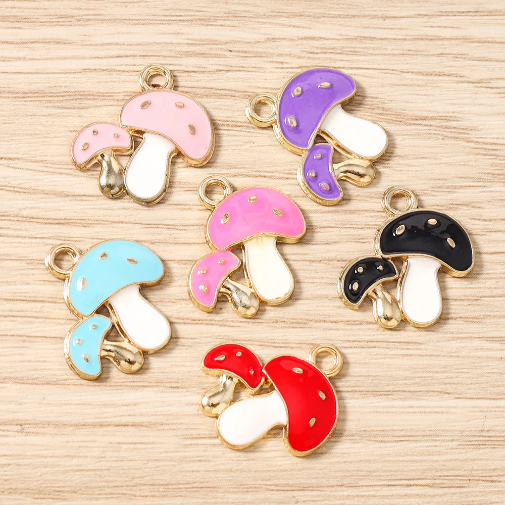 Tusember 20 Stück 18 x 20 mm niedliche Kawaii-Pilz-Anhänger für handgefertigte Ohrringe, Armbänder, Halsketten, DIY-Schmuckherstellungszubehör – Detail 5