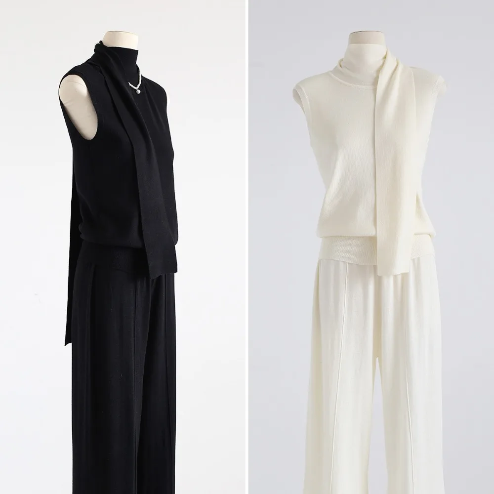 

Women's New Autumn Winter Knit Sleeveless Turtleneck Tank Top Soft Fabric Trendy Fit Solid Color Fashion Camis Knitted Sweater