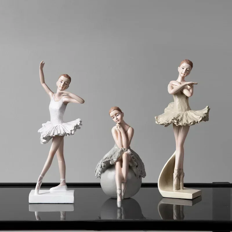 Ballet Dancer Figure Nordic Home Decoration Accessories Ballet Dancing Girl Figurines Statues Luxury Art Crafts for Interior