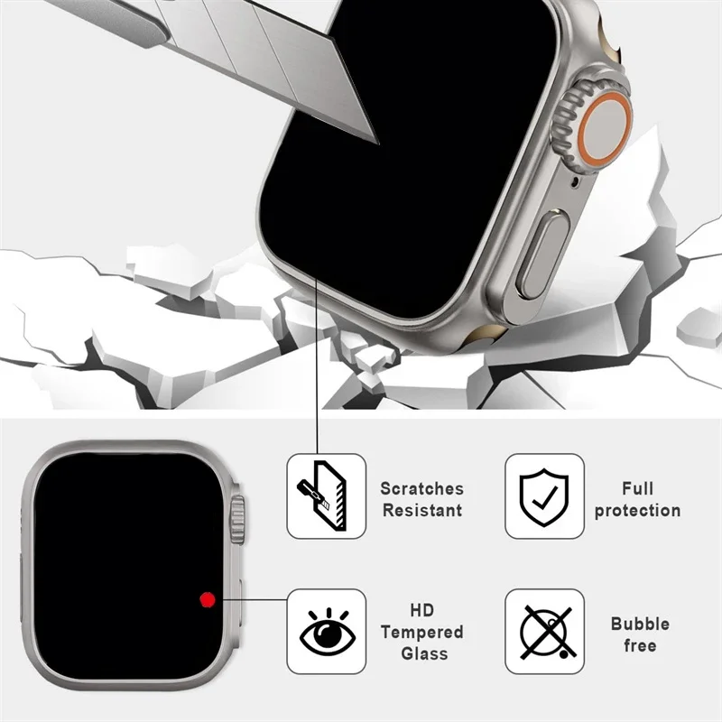 زجاج + حافظة لساعة أبل 44 مللي متر 45 مللي متر 41 مللي متر 40 مللي متر 42 مللي متر 46 مللي متر واقي للشاشة غطاء تغيير المصد الترا iWatch Series10 9 8 7 SE 6 5