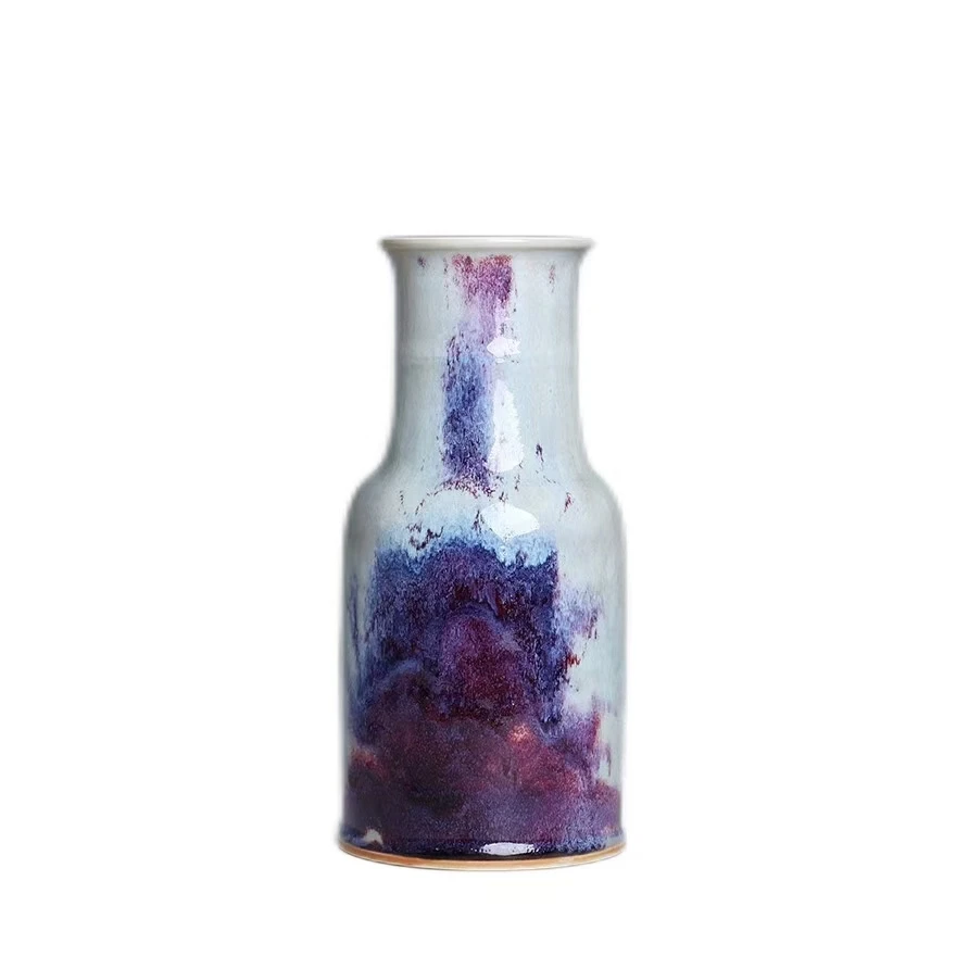Jun Kiln Jun Porcelain Original Ore Natural Kiln Transformation High Official Position Ambition Vase Home Life Ornament