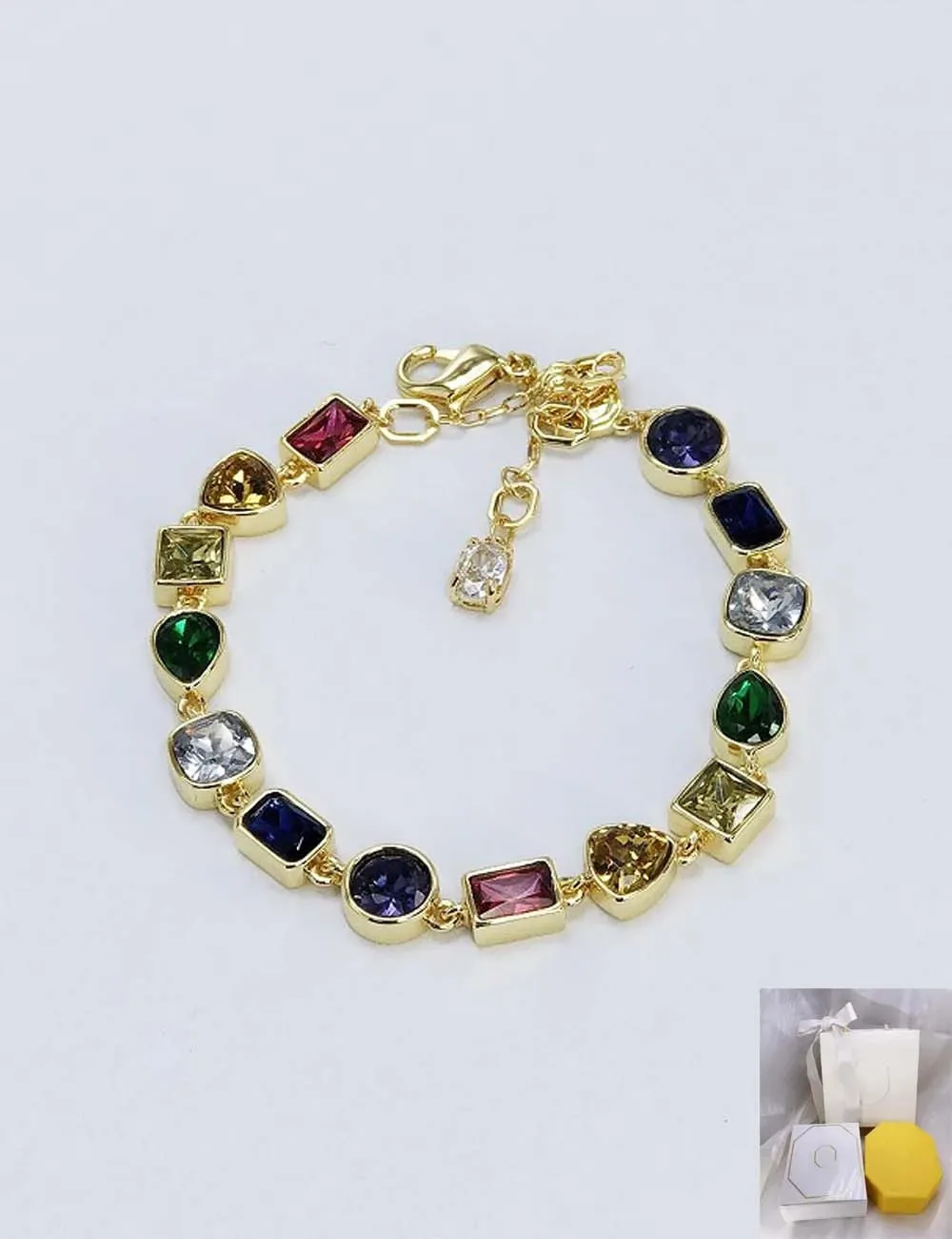 Fashionable new Stilla mixed cutting gold-plated crystal imitation women\'s bracelet, light luxury jewelry, romantic holiday gift