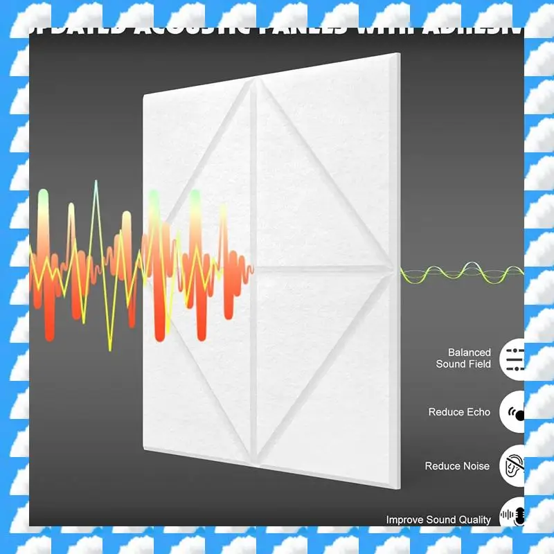 

ONGE 12Pcs Self Adhesive Acoustic Panels,12X12X0.4 Inch Soundproof Wall Panels For Home, Recording Studio, Office Silver Gray Du