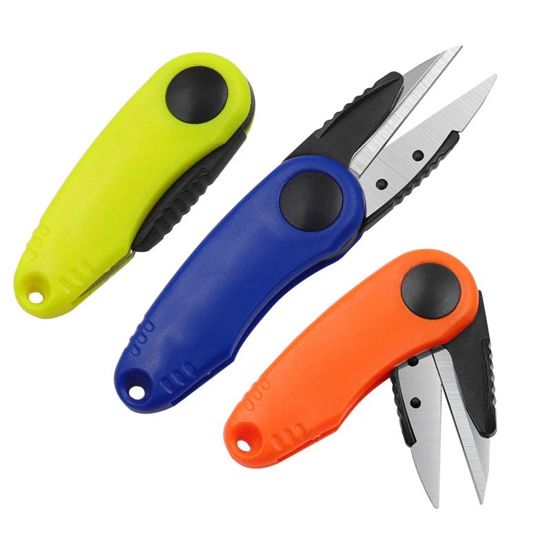 Quick Knot Tool Shrimp Shape Fold Fishing Scissors Telescopic Rope Kit Fishing Line Cutter Clipper Nipper Fishing Tackle