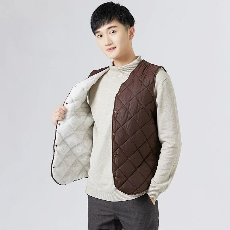 

Double Layer Fleece Men's Thermal Vest Warm Winter Base Layer for Middle Aged Elderly Innerwear​