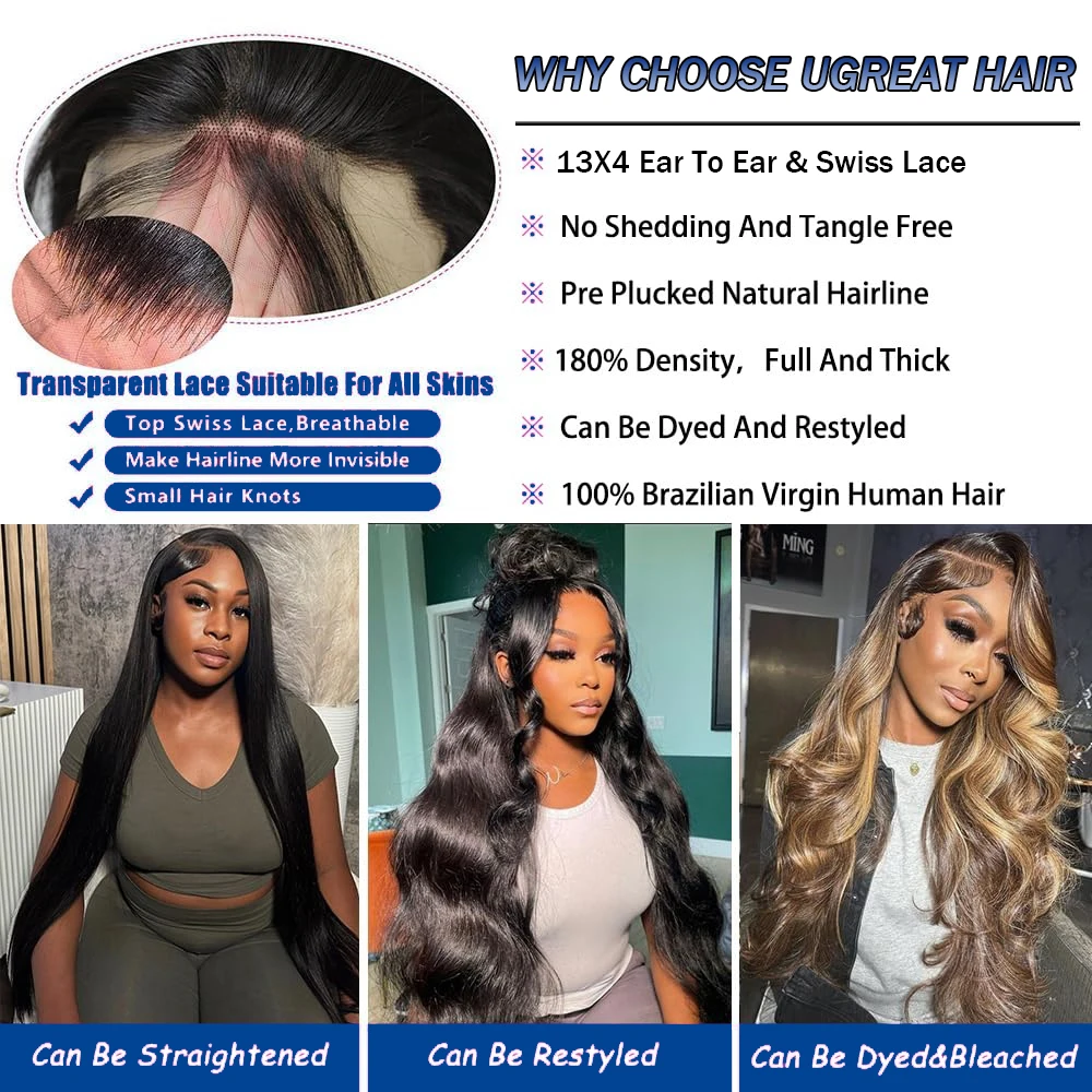 Body Wave 13x4 Lace Frontal Wigs Human Hair 250% Density Wigs Brazilian Hair Pre Plucked Lace Front Human Hair Wigs For Women