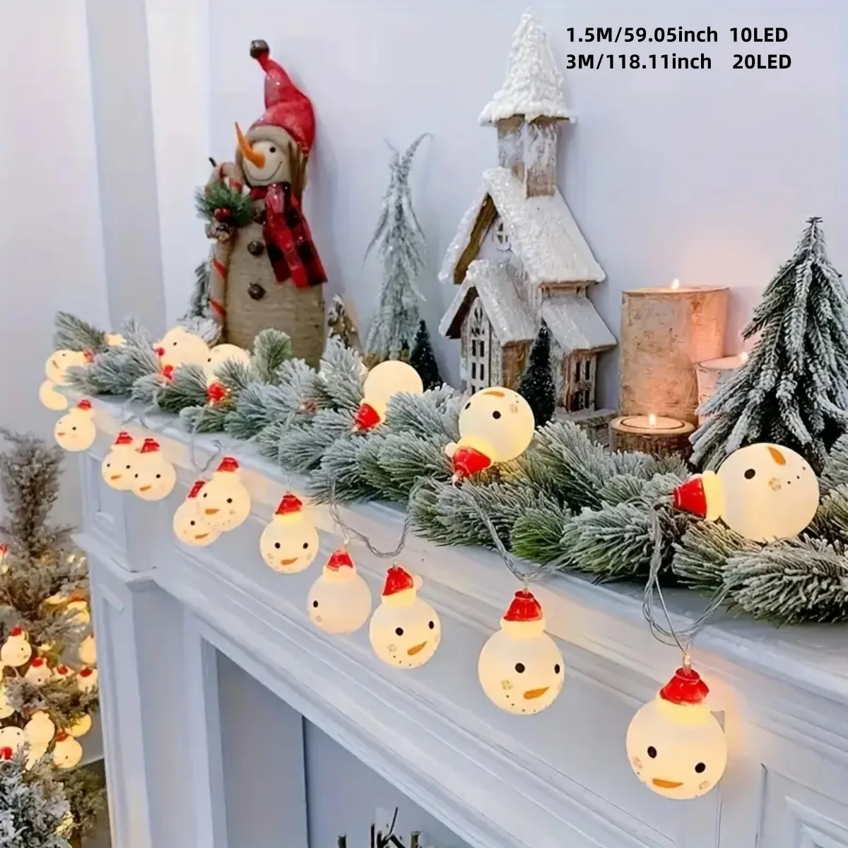 1pc 10/20 LED Christmas Joker & Bear & Snowman String Light Battery Powered Christmas Indoor Atmosphere Decorative Light