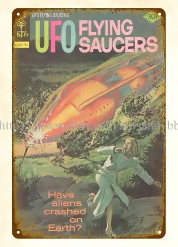 metallic home kitchen wall art 1977 UFO Flying Saucers Comics metal tin sign