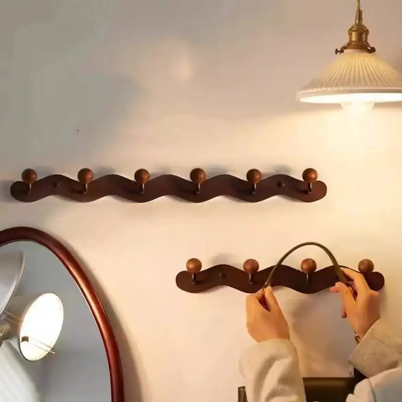 Clothes Wall Wooden Coat Minimalist Racks Open Hanging Bag Hanger Coat Racks Living Room Hotel Perchero Entrance Hall Furniture