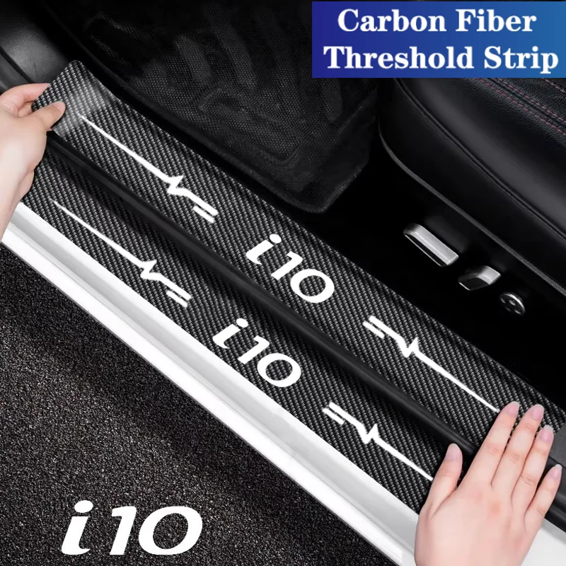 

Углеродное волокно, защита порога автомобиля, наклейки на порог для Hyundai i10 2023 2024, автомобильный задний бампер, защитная пленка для багажника, наклейки