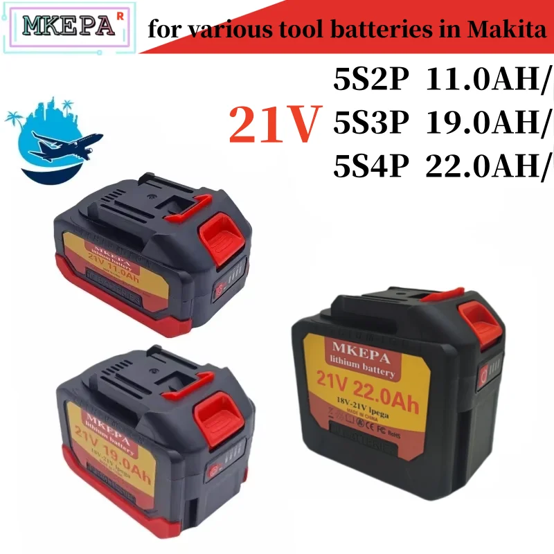 21V 11.0Ah/19.0Ah22.0Ah New Large Capacity Electric Tool Battery Replacement, Suitable for Makita Electric Screwdriver Drill