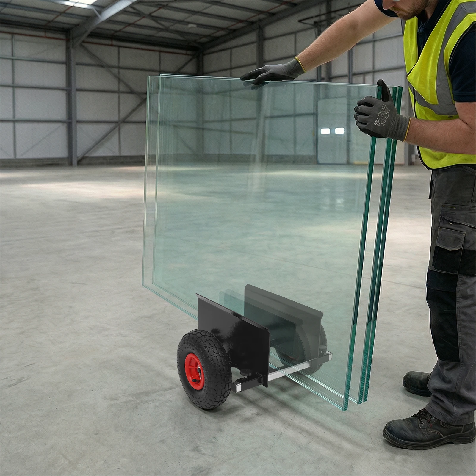 

551Lbs Load-Bearing Panel Dolly 10-Inch Pneumatic Wheels Dual Sealed Ball Bearings Smooth Rolling On All Terrains