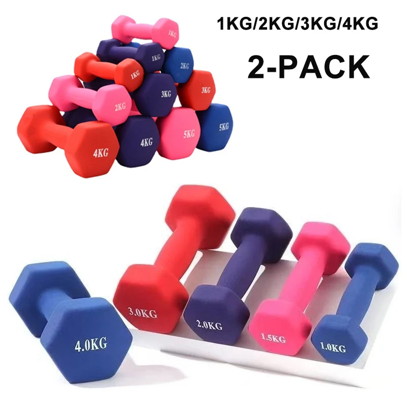Mancuernas básicas de 1KG/2KG/3KG/4KG, paquete de 2 pesas de mano para ejercicio y tonificación muscular, forma hexagonal antirollo, revestimiento de inmersión de hierro sólido