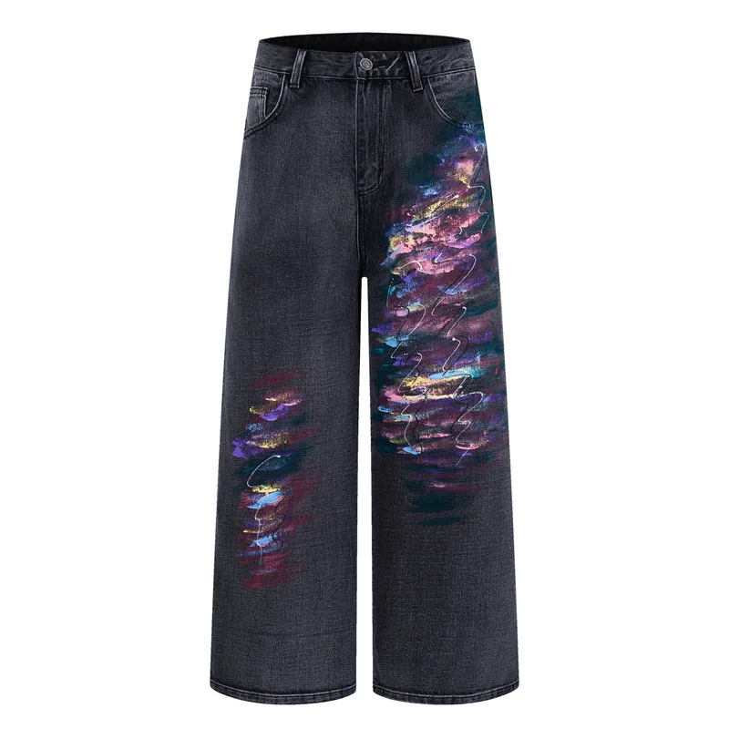 

Jeans For Man Original Straight Denim Washed Trousers Brand Clothing Drip Work Clothing Mens Apparel