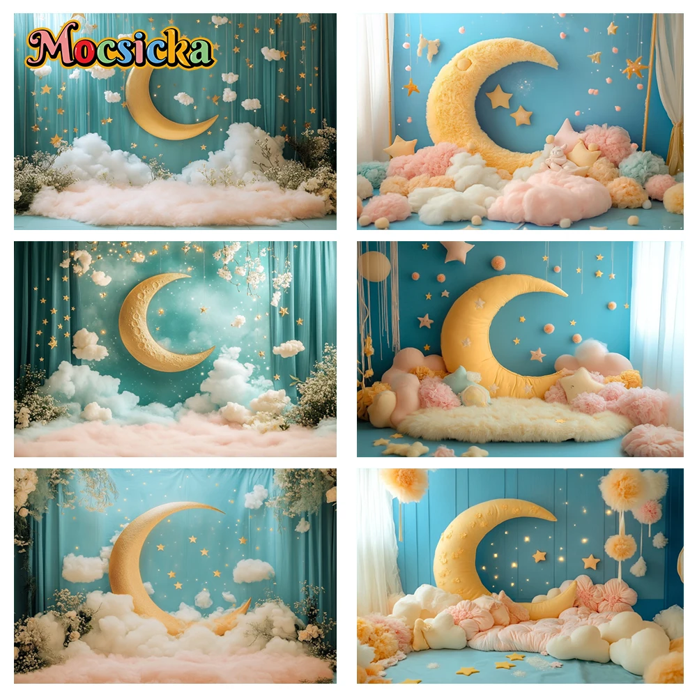 

Mocsicka Baby Shower Photography Backgrounds Moon Clouds Warm Holiday Party People Children Portrait Photo Backdrops Studio