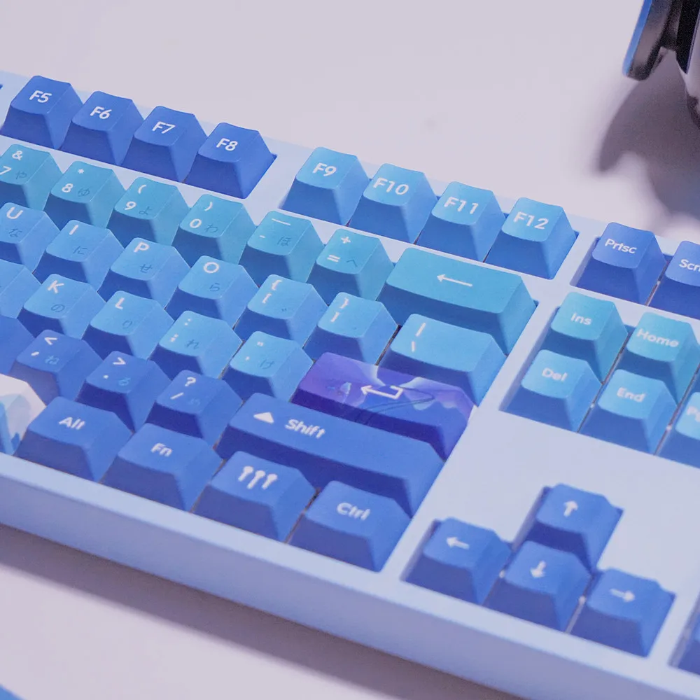 139 Keys  Blue Ice Soul Bear Theme  PBT, English, Japanese,For Mechanical Keyboard Keycaps /75/87/96/ 98/104/108 CustomizableDIY