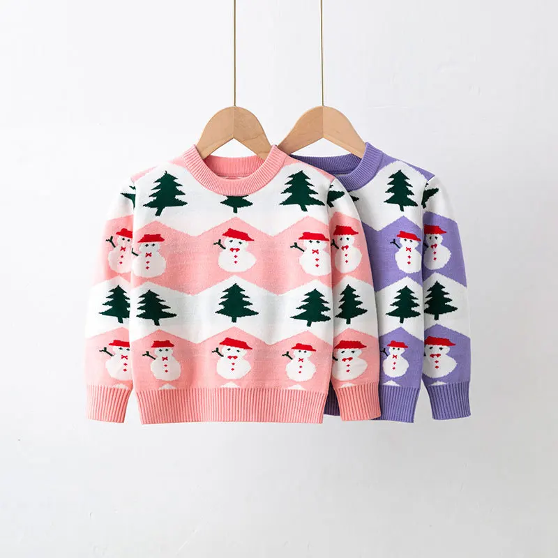 

Kawaii Sweater Boys Girls Cute Xmas Pullovers Autumn Winter Christmas Snowman Outerwear Children Long Sleeve Casual Clothing