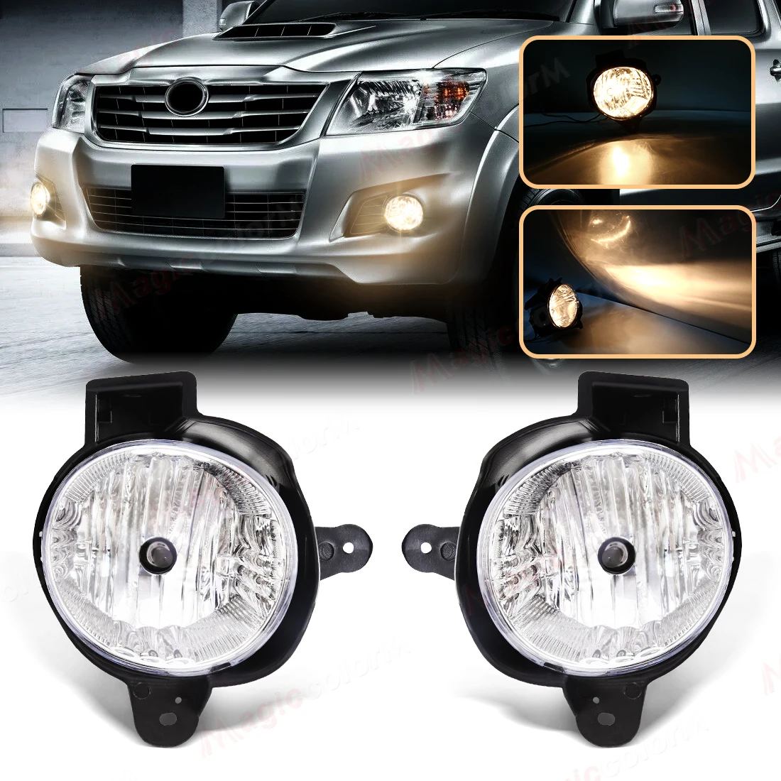 For Toyota Hilux Vigo Champ 2011 2012 2013 2014 M&C Car Fog Light Assembly Kit Front Bumper Fog Lamp Replacement Harness Switch