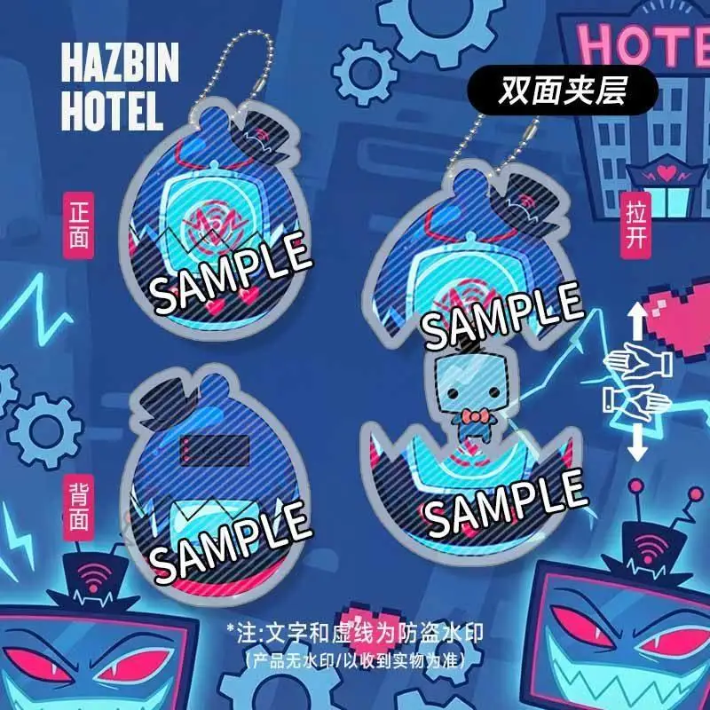 In Stock Anime Hazbin Hotel Alastor Lucifer Morningstar Radio Demon Vox Cosplay Cartoon Acrylic Pull-Out Hanging Piece Keyring