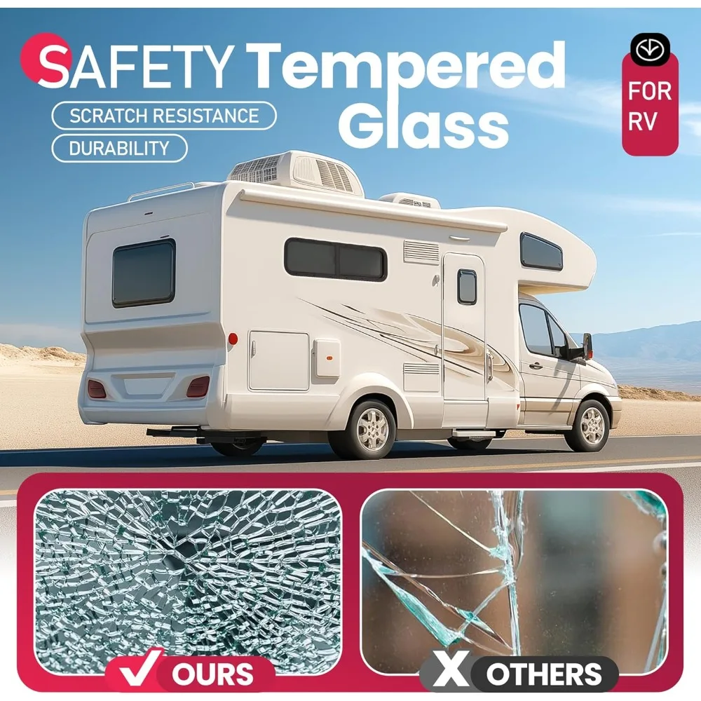 نافذة منزلق أفقية RV عالمية مع حلقة تقليم، 42 عريضة × 12 عالية، نافذة جانبية للشاشة الصافية لمقطورات الدمعة، المعسكر، V #6
